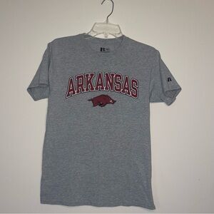 Russell Arkansas Razorbacks Heather Grey And Red S Cotton Blend T Shirt